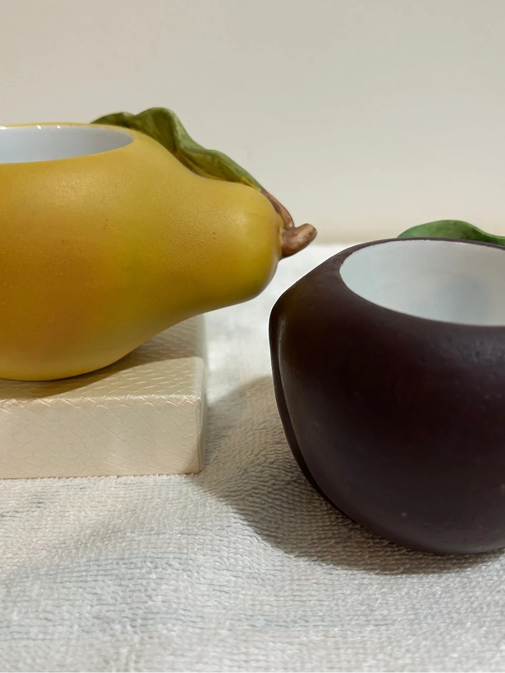 Vtg Set PartyLite Ceramic Fruit Tea Light Votive Candle Holders Holder Farmhouse